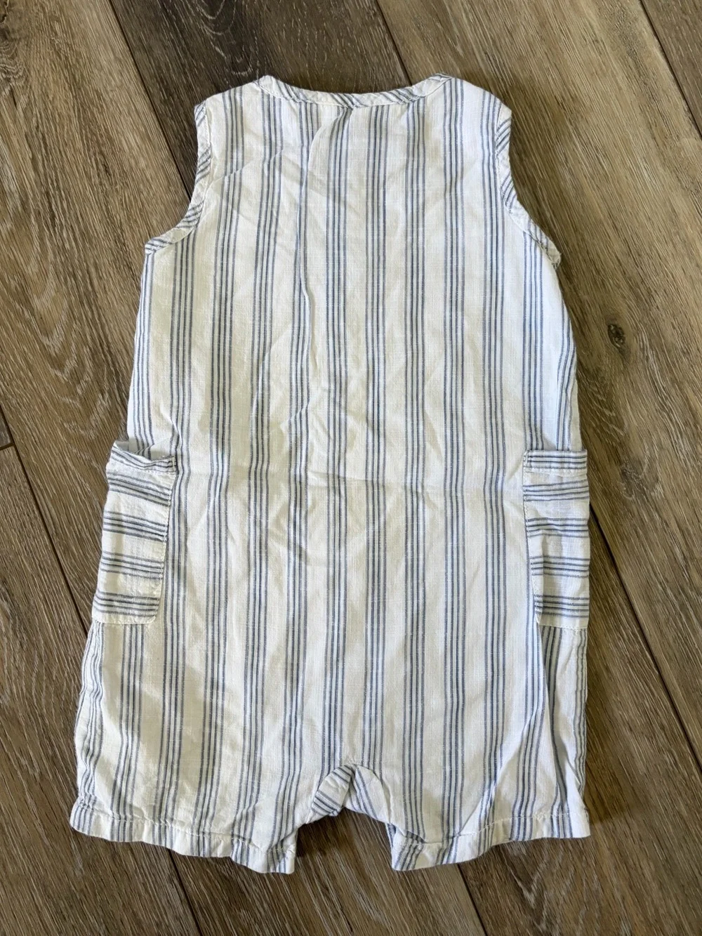 GAP Baby Striped Sleeveless Romper in White and Light Blue